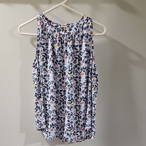 LOFT Blue and Pink Sleeveless Relaxed Tank Top